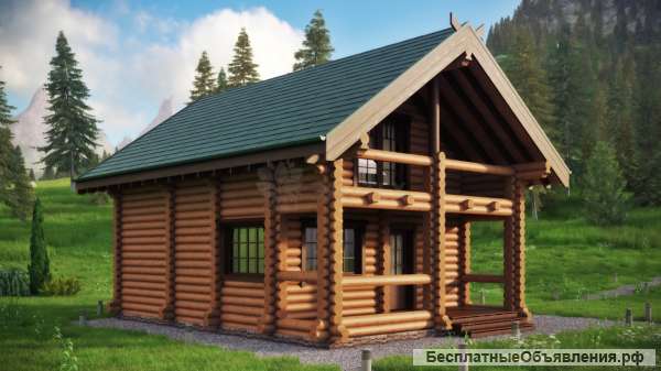 Баня Каури из оцилиндрованного бревна
