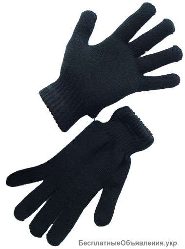 Перчатки вязаные двойные полушерстяные, цвет черный