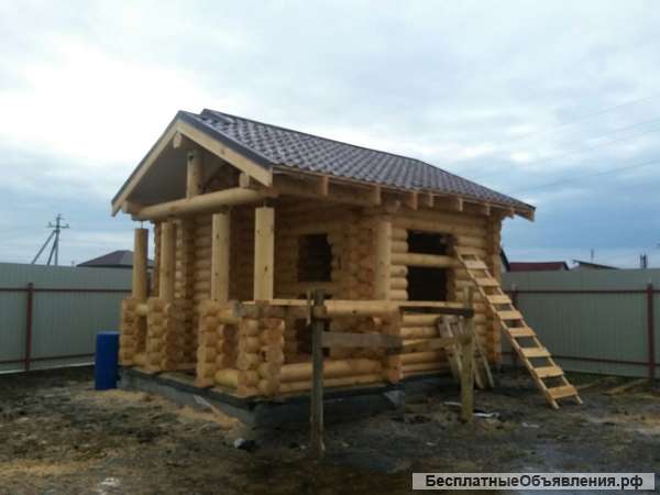 Баня из оцилиндрованного бревна 6х3,5 м