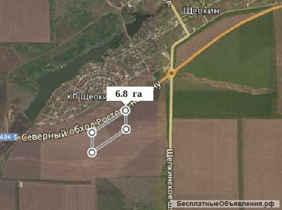 6.8 га с фасадом на Северный Обход (п. Щепкин)