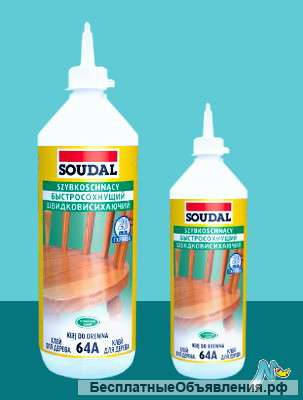 Клей 64А быстросохнущий для дерева (D2) 750 мл SOUDAL БЕЛЫЙ