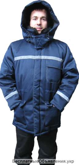 Куртка утепленная синяя со светоотражающими полосами