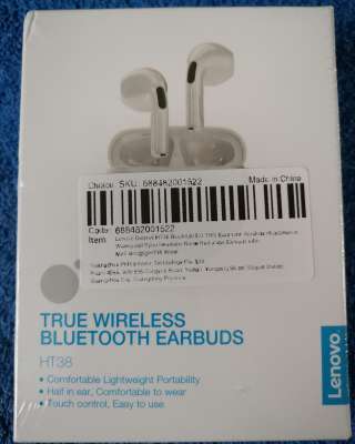 Lenovo HT38 TWS Bluetooth headset-White белые Беспроводные наушники, USB Type-C НОВЫЕ