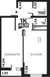 1-к квартира, 42.1 м², 7/16 эт.