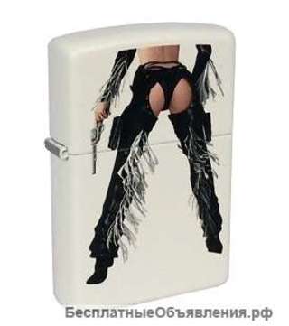 Зажигалка Zippo Girl in Leather with Pistols