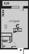 Студия, 24 м², 7/16 эт