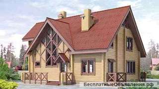 Бревенчатый дом на 250 кв. м с мансардой и террасой.