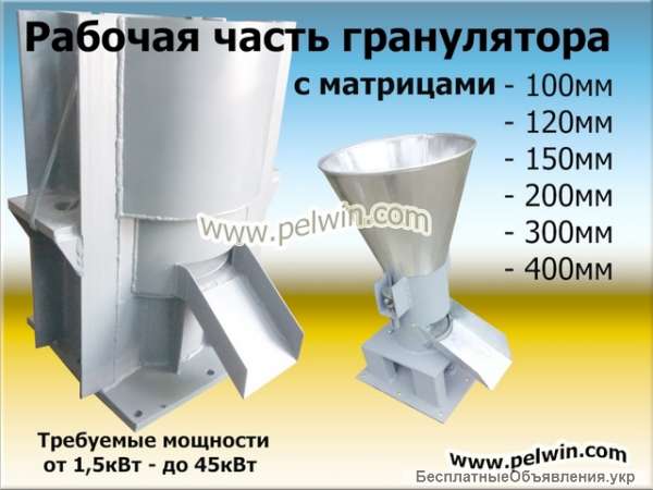 Рабочая часть гранулятора с плоской матрицей от 100мм