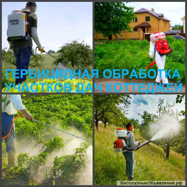 Гербицидная обработка от сорняков. Уничтожение сорняка.