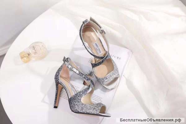 Стальные туфли Jimmy Choo на высоком каблуке с глиттером