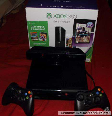 XBOX 360 250 Гб + kinect + 2 контроллера