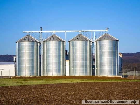 Силоса для хранения зерна, зерносушилки и транспортное оборудование