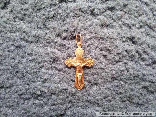 Золотой кулон-крестик 585 (Иисус Христос) (б/у)