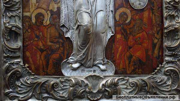 Образ Матери Божией «Всех Скорбящих Радосте» в барочном серебряном окладе. Россия, XVIII век.