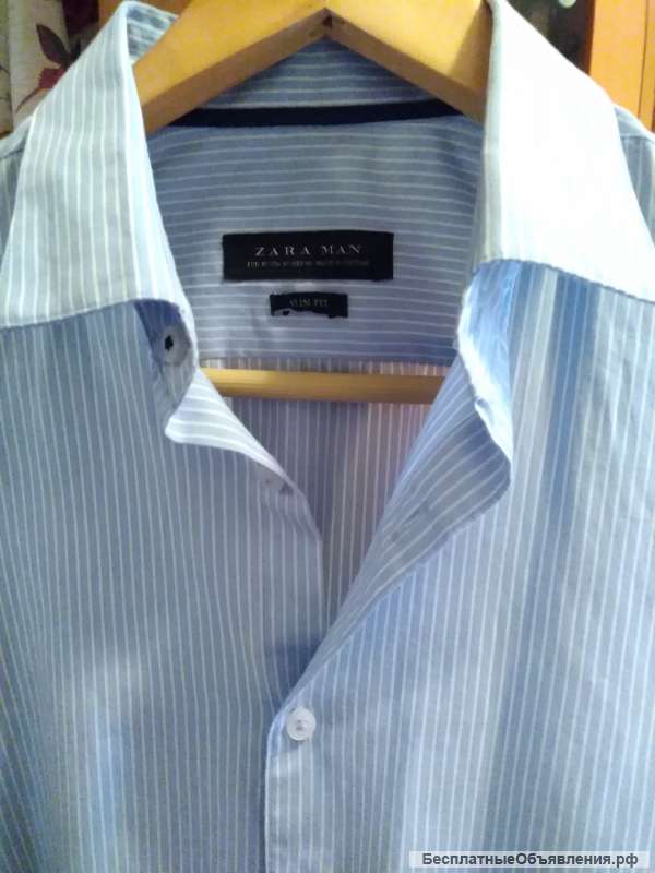 Рубашка ZARA man в вертикальную полоску