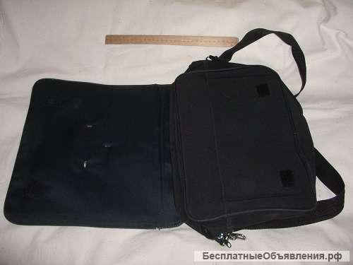 Сумка черная на молнии и липучках, подходит для ноутбука
