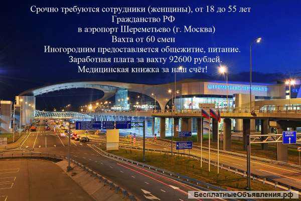 Приглашаем на работу вахтовым методом в аэропорт Шереметьево
