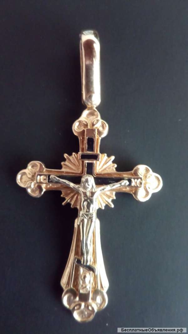 Крест Золотой с элементами белого золота 17 гр. 585 проба