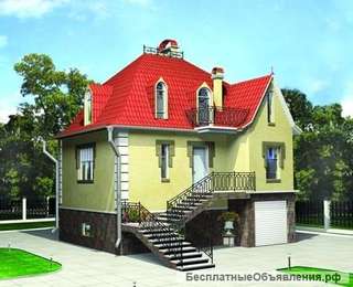Загородный дом с мансардой 7 x 8 из пенобетона, газобетона
