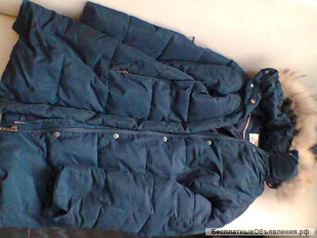 Куртка пуховик Pulka на зиму 140-146 размер темно синяя