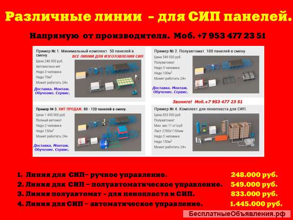 Оборудование для сип панелей купить