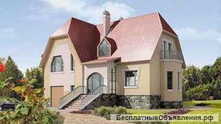 Проект дома из газоблоков 10 на 13 м с мансардой с фигурной крышей