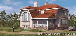 Проект дома из газоблоков 11 на 11 м с мансардой с фигурной крышей