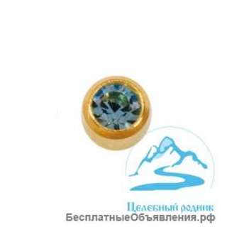 Aквамарин, средний(R), позолота, завальцованные