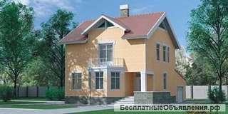 Проект коттеджа из газоблока с эркером и мансардой