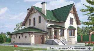 Духэтажный дом из газоблоков 10 на 12,5 м с ломаной крышей