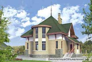 Духэтажный дом из газоблоков 9 на 12,5 м с полукруглым эркером