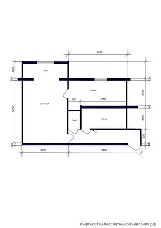Оригинальную 2- комн.(не угловую) квартиру - студию на втором этаже 4-х этажного дома с отдел