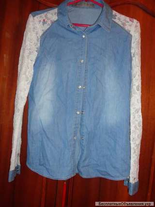 Джинсовая голубая рубашка Denim Co