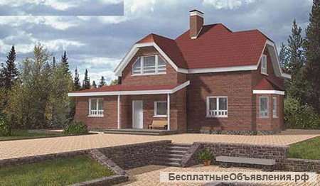Дом из газобетона 9 на 13 м с мансардой и эркером