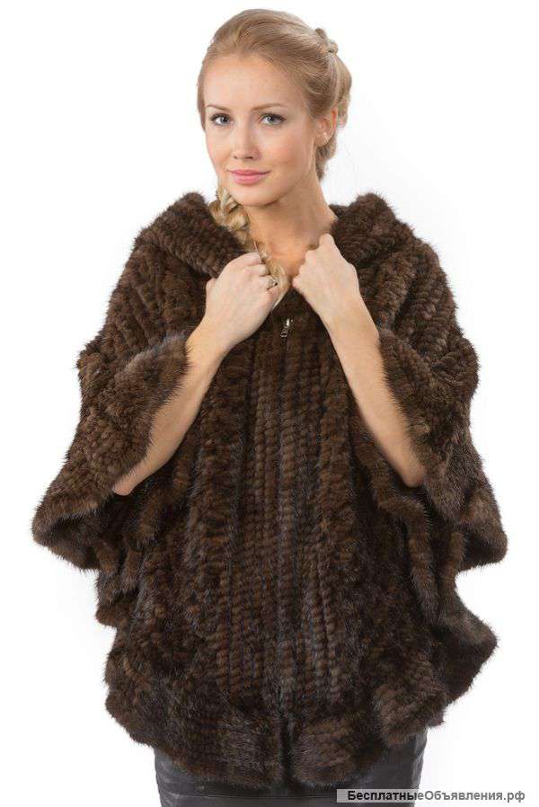 Пончо из вязаной норки