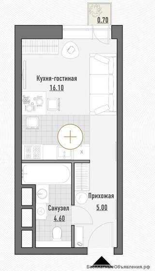 Студия площадью 26,9 кв.м., Премиум-квартал Джаз