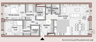 Квартира площадью 125,6 кв.м., элитный дом Реномэ