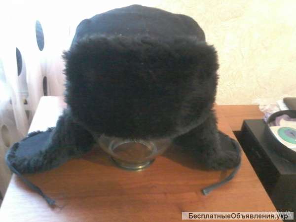 Рабочая утепленная шапка-ушанка, на штучном меху.(Размер: 57-58)
