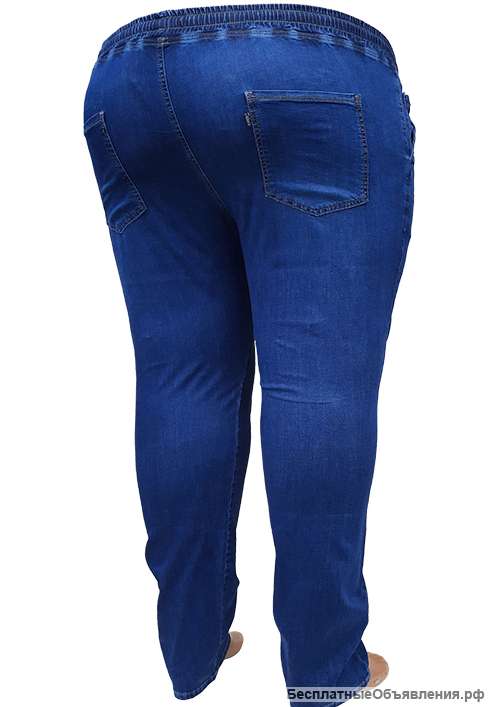 Большого размера мужские джинсы с поясом на резинке