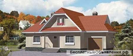 Проект дома 7х16 м из пенобетона с фигурной крышей