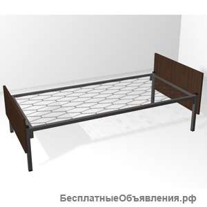 Кровати металлические одноярусные со спинками из ЛДСП