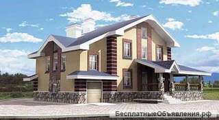 Двухэтажный дом из газобетона с 5 комнатами и гаражом