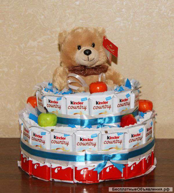 Подарок для ребенка Детский торт из конфет и игрушек