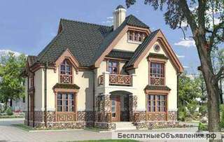 Проект двухэтажного дома из газоблока с фигурной крышей
