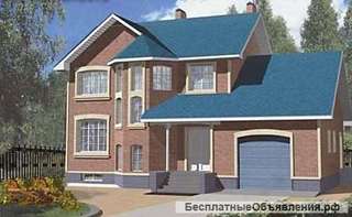 Двухэтажный дом из пенобетона 8,5 на 14 м с фигурным эркером