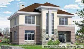 Двухэтажный коттедж из пенобетона на 210 кв. м оригинальной формы.