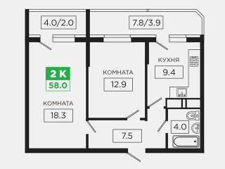 2 кв ККБ жк Флотилия 40 лет Победы