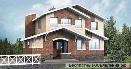 Двухэтажный коттедж из пенобетона на 210 кв. м с фигурной крышей