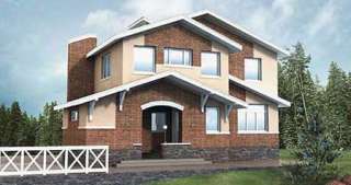 Двухэтажный коттедж из пенобетона на 210 кв. м с фигурной крышей