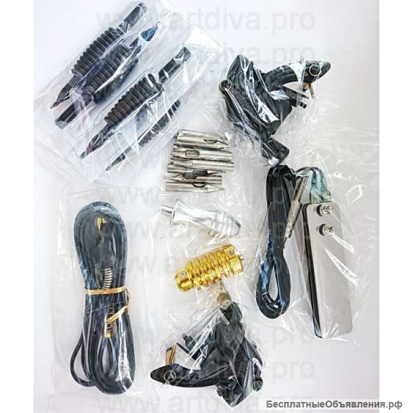 Тату машинки в наборе с блоком питания и красками в кейсе